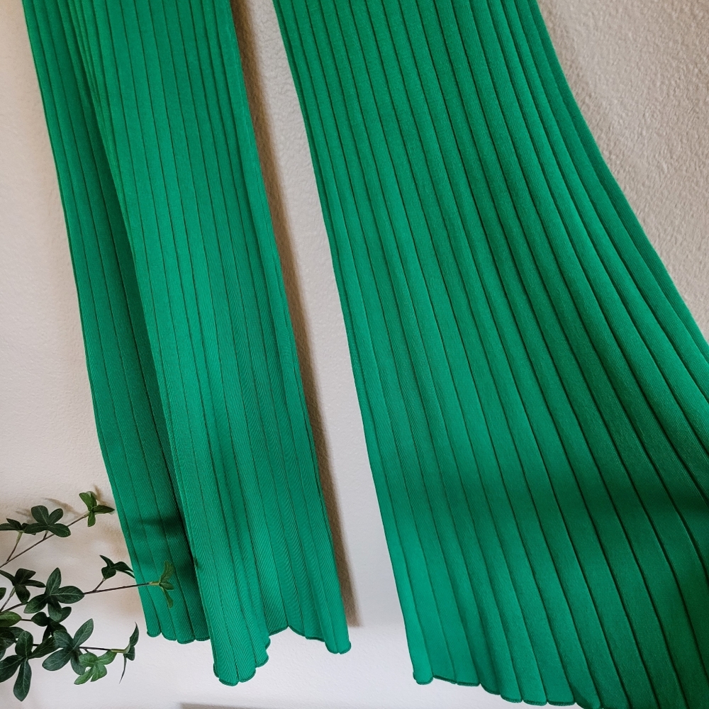 A.L.C. Green Ribbed Flare Astrid Pants sz XS - Picture 5 of 7